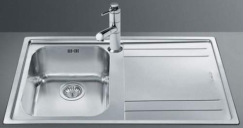 Smeg Sinks Rigae 1.0 Single Bowl Sink With Right Hand Drainer (S Steel).