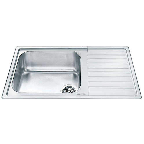 Smeg Sinks Alba 1.0 Single Bowl Sink With Right Hand Drainer (S Steel).