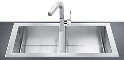 Smeg Sinks 2.0 Bowl Stainless Steel, Low Profile Kitchen Sink.