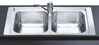 Smeg Sinks 2.0 Bowl Stainless Steel Flush Fit Inset Kitchen Sink.
