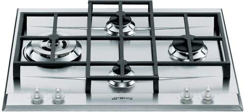 Smeg Gas Hobs Linea 4 Burner Gas Hob. 60cm With Rapid Burner  (S Steel).