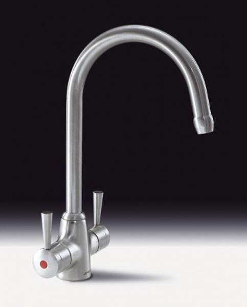 Smeg Taps Pisa Kitchen Tap With Twin Lever Controls (Brushed Nickel).