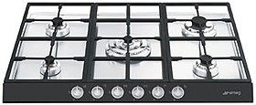 Smeg Gas Hobs Linear 5 Burner Gas Hob, Black Fascia.  720mm.