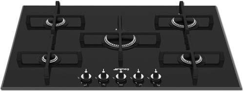 Smeg Gas Hobs Linea 5 Burner Gas Hob. 72cm (Black Glass).