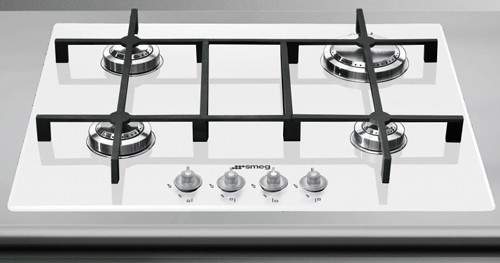 Smeg Gas Hobs Linea 4 Burner Gas Hob. 60cm (White Glass).