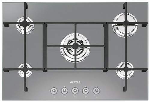 Smeg Gas Hobs Linea 5 Burner Gas Hob. 74cm (Silver Glass).