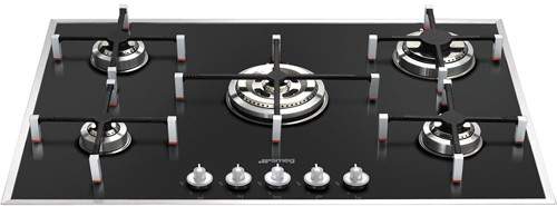 Smeg Gas Hobs Linea 5 Burner Low Profile Gas Hob. 74cm (Black Glass).