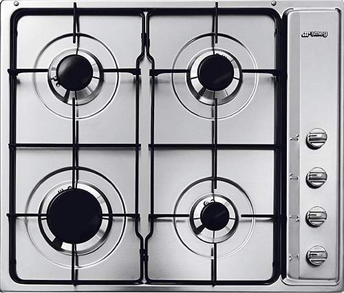 Smeg Gas Hobs Cucina Stainless Steel 4 Burner Gas Hob. 600mm.