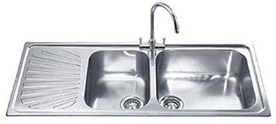 Smeg Sinks 2.0 Bowl Stainless Steel Kitchen Sink With Left Hand Drainer.