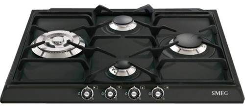 Smeg Gas Hobs Cortina 4 Burner Gas Hob With Silver Controls. 60cm (Anthracite).