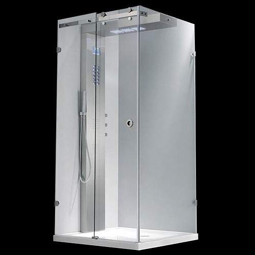 Hydra Square Shower Enclosure, Shower Panel & Sliding Door. 1000x1000.