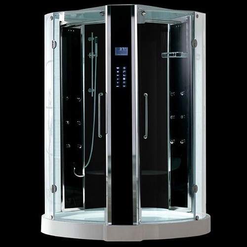 Hydra Quadrant Steam Shower Enclosure With Twin Controls. 1500x1500.