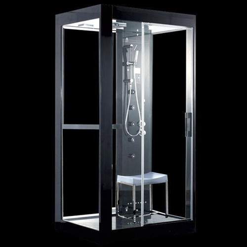Hydra Rectangular Steam Shower Enclosure With Mirror Ceiling. 1200x900.