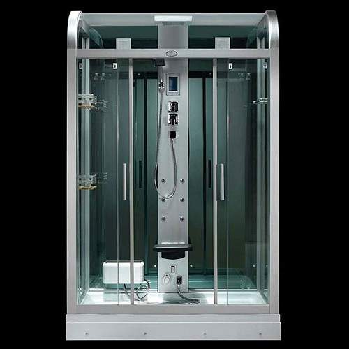 Hydra Curved Roof Steam Shower Enclosure With LED LIghting. 1500x900mm.