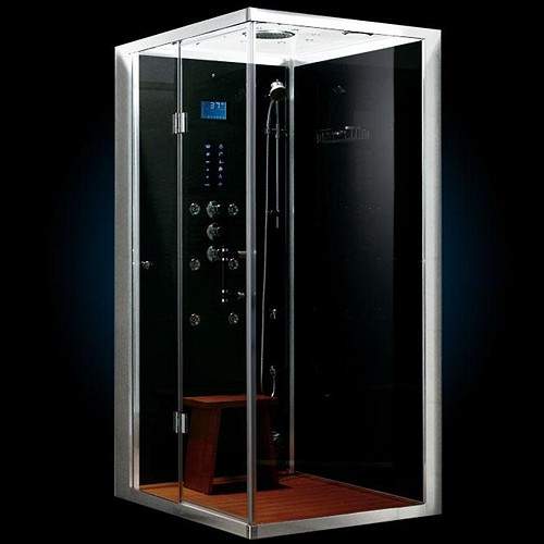 Hydra Steam Shower Enclosure For Wetrooms (Oak, Left Hand). 1200x900.