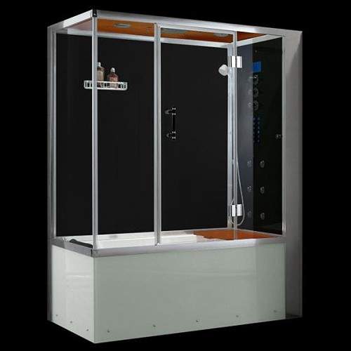 Hydra Steam Shower Bath With Enclosure & Jets (Right Handed). 1650x850.