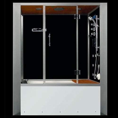 Hydra Inset Steam Shower Bath With Enclosure. 1750x850.