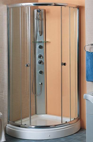 Hydra Pro 950x950 Quadrant shower enclosure with shower tray.