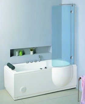 Hydra Pro Complete Shower Bath (Right Hand). 1680mm. 8 Jet whirlpool.