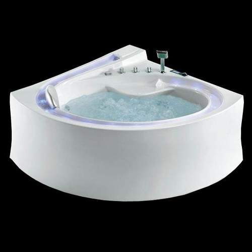 Hydra Corner Designer Whirlpool Bath With Bath Panel. 1500x1500.