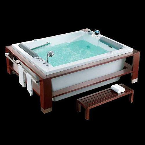 Hydra Large Freestanding Whirlpool Bath With Head Rests. 2100x1700mm.