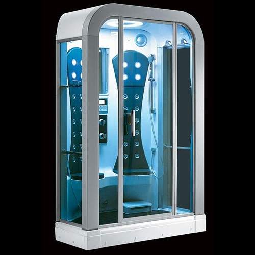 Hydra Corner Steam Shower Pod With Therapy Lighting. 1450x920mm.