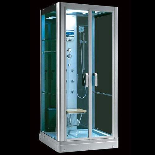Hydra Square Steam Shower Pod With Therapy Lighting. 1000x1000mm.