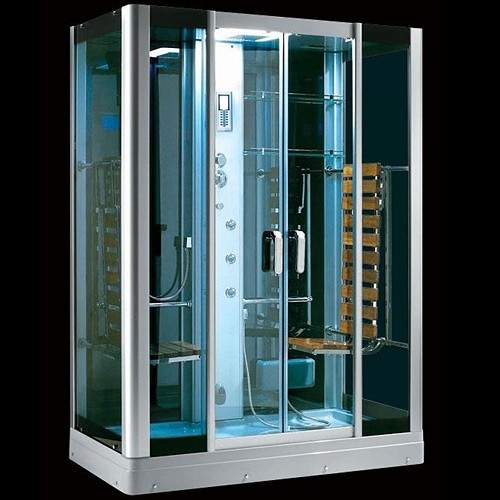 Hydra Rectangular Steam Shower Pod With Therapy Lighting. 1600x900mm.