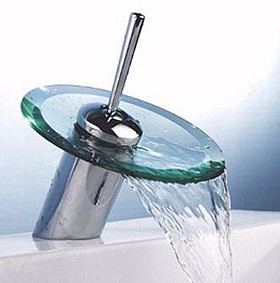 Aqua1 Glass Waterfall Basin Mixer Tap with Free push button waste