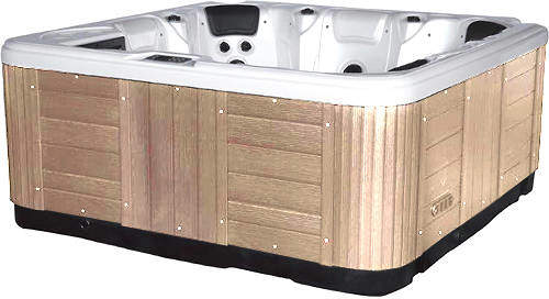 Hot Tub White Hydro Hot Tub (Light Yellow Cabinet & Grey Cover).