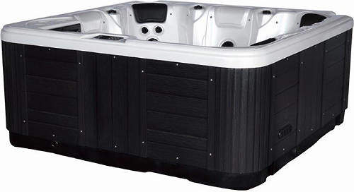 Hot Tub White Hydro Hot Tub (Black Cabinet & Grey Cover).