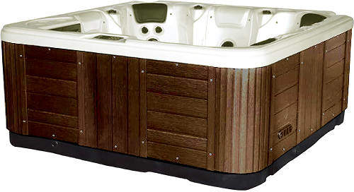 Hot Tub Pearlescent Hydro Hot Tub (Chocolate Cabinet & Yellow Cover).