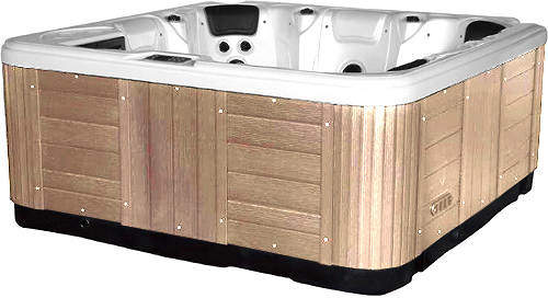 Hot Tub Silver Hydro Hot Tub (Light Yellow Cabinet & Brown Cover).