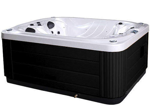 Hot Tub White Mercury Hot Tub (Black Cabinet & Gray Cover).