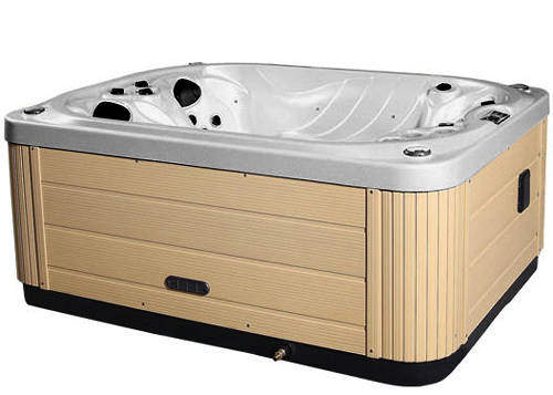Hot Tub Silver Mercury Hot Tub (Light Yellow Cabinet & Brown Cover).