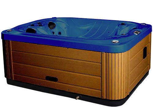 Hot Tub Blue Mercury Hot Tub (Chocolate Cabinet & Yellow Cover).