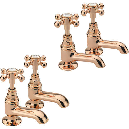 Tre Mercati Allora Basin & Bath Taps Pack (Pair, Rose Gold).