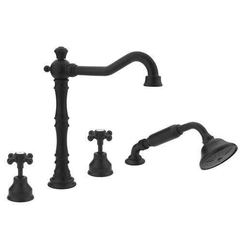 Tre Mercati Allora 4 Hole Bath Shower Mixer Tap & Kit (Matt Black).