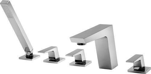 Tre Mercati Wilde 5 Tap Hole Bath Shower Mixer Tap With Shower Kit (Chrome).