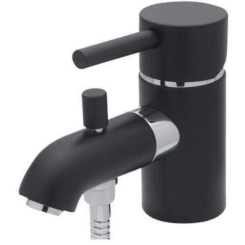 Tre Mercati Milan Mono Bath Shower Mixer Tap With Kit (Matt Black).