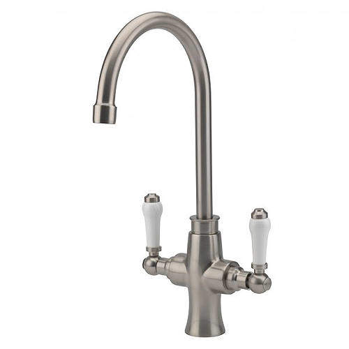 Tre Mercati Kitchen Victoria Bianco Kitchen Tap (Brushed Nickel & White).