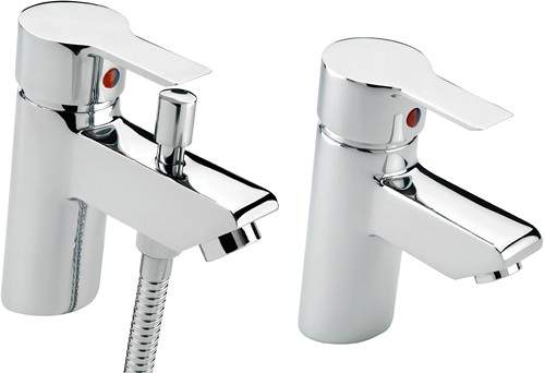 Tre Mercati Angle Mono Bath Shower Mixer & Basin Tap Set (Chrome).