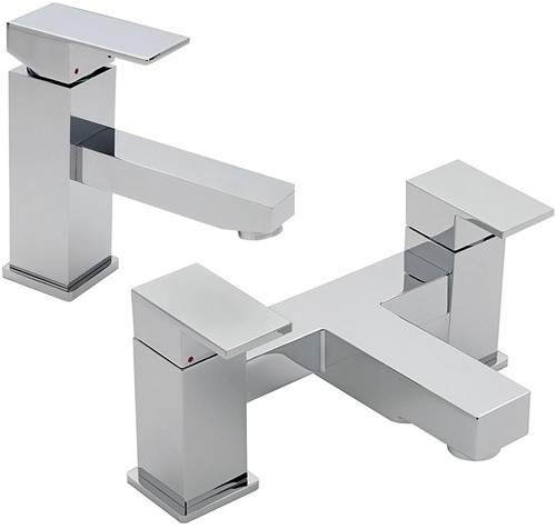 Tre Mercati Edge Bath Filler & Basin Tap Set (Chrome).