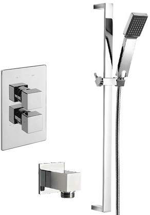 Tre Mercati Edge Twin Thermostatic Shower Valve With Slide Rail & Wall Outlet.