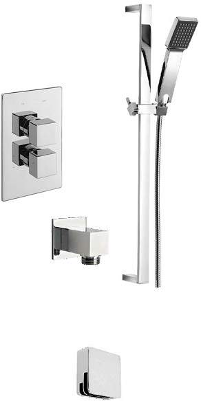 Tre Mercati Edge Twin Thermostatic Shower Valve With Slide Rail & Bath Filler.