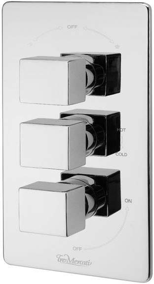 Tre Mercati Edge Thermostatic 3 Way Shower Valve (Chrome).