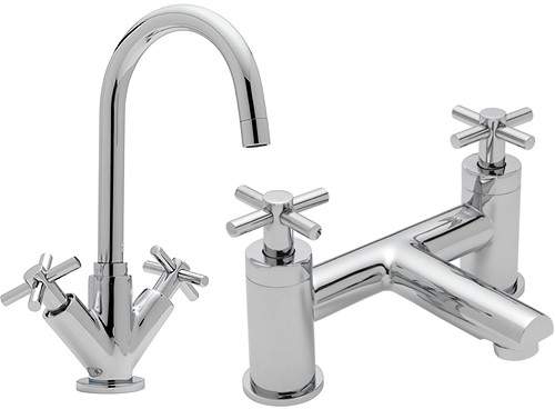 Tre Mercati Erin Bath Filler & Basin Tap Set (Chrome).