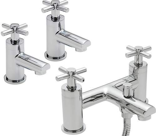 Tre Mercati Erin Bath Shower Mixer & Basin Taps Set (Chrome).