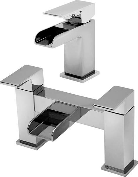 Tre Mercati Geysir Waterfall Basin & Bath Filler Tap Set (Chrome).