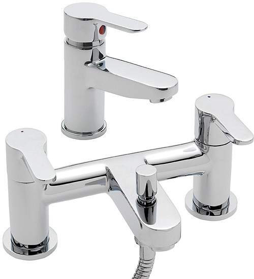 Tre Mercati Lollipop Bath Shower Mixer & Basin Tap Set (Chrome).